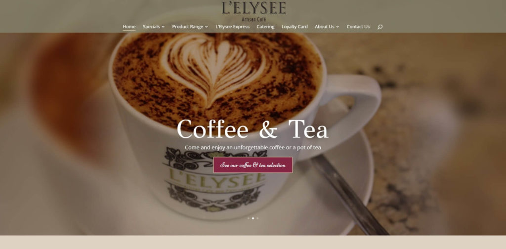 L'Elysee Cafe website home page screenshot