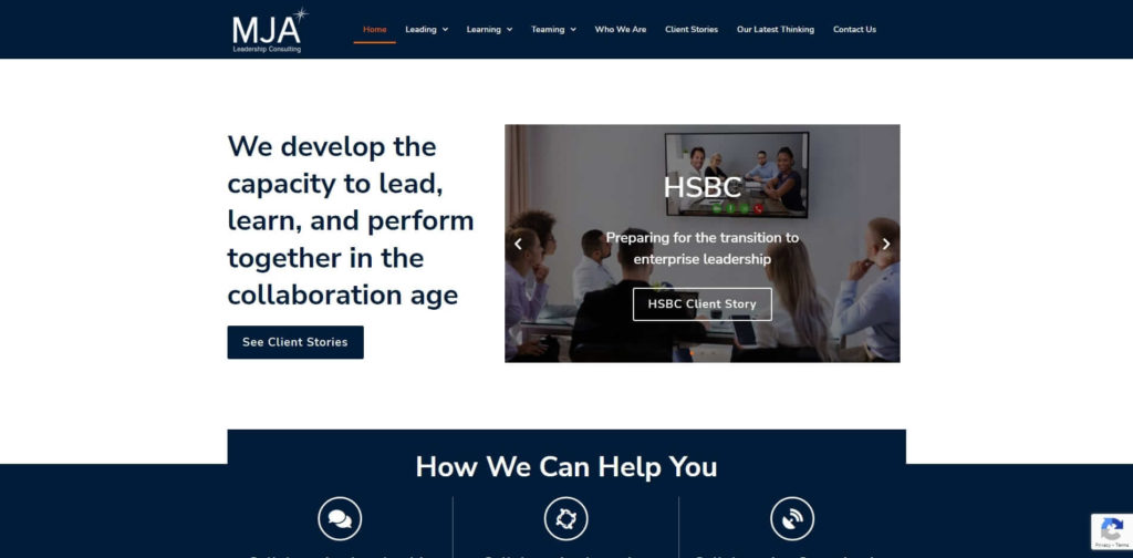 MJA Ltd. website home page screenshot