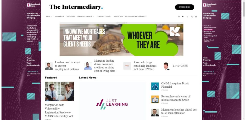 The Intermediary website home page screenshot